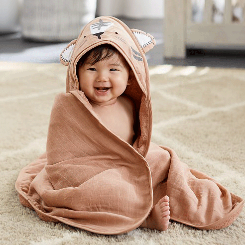 Jeremiah Brent x pbk Muslin Tiger Baby Hooded Towel