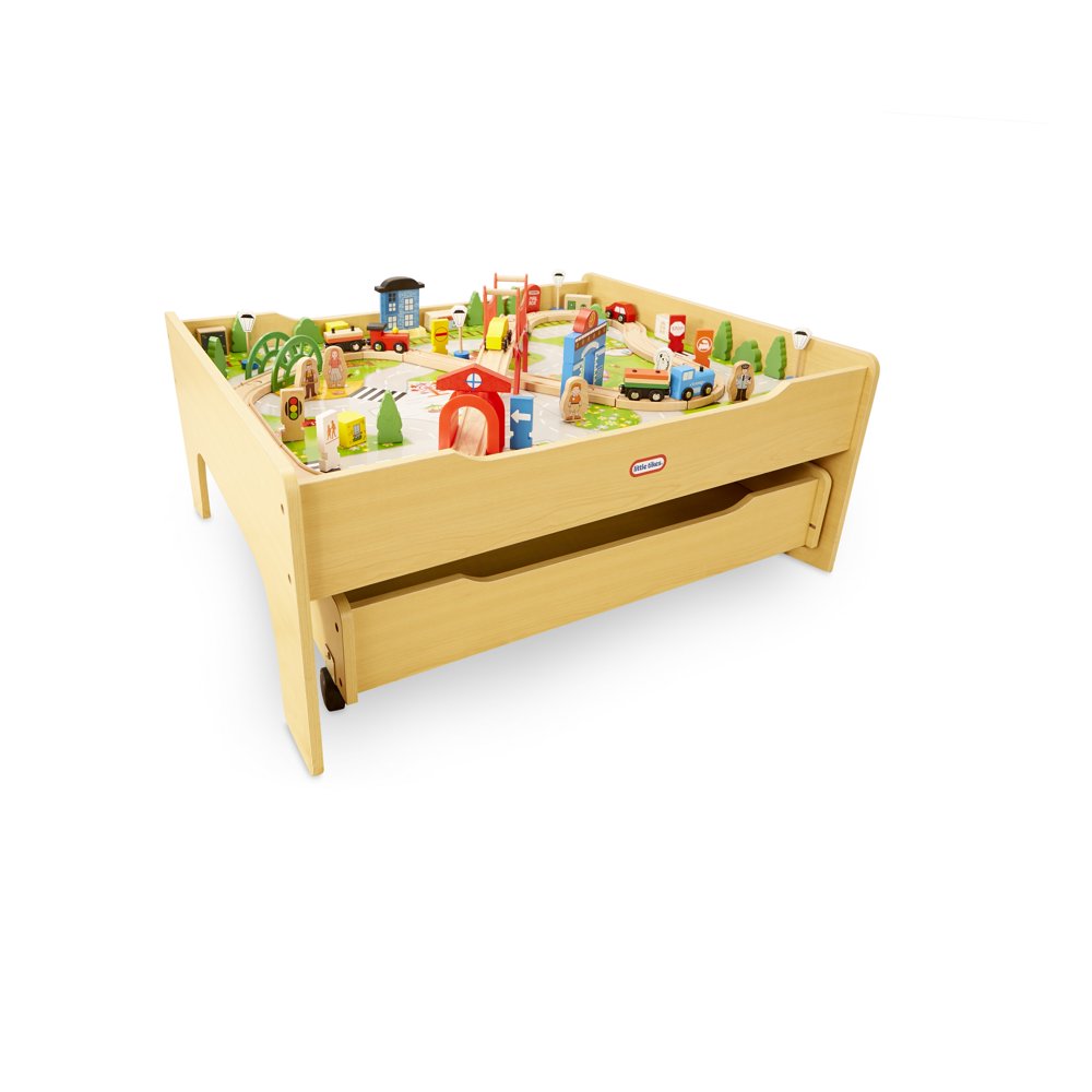 Little Tikes Real Wooden Train Table Set for Kids