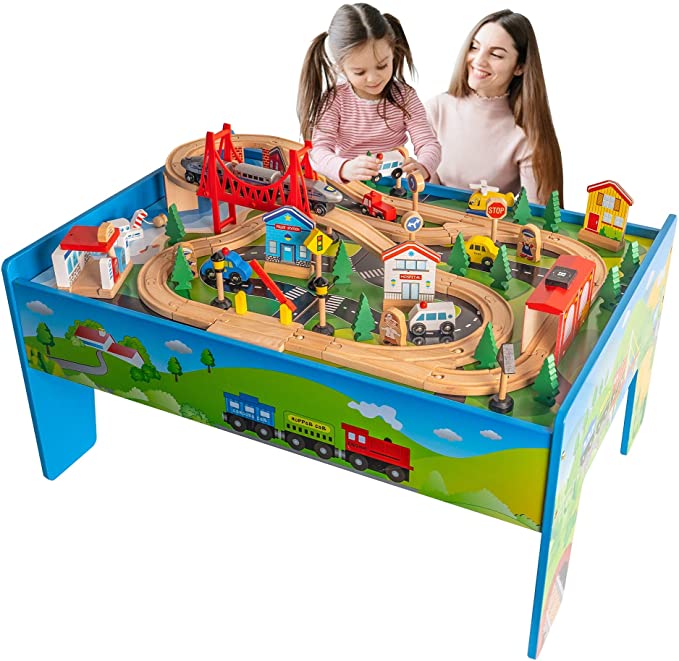 Funpeny Wooden City Train Set and Table