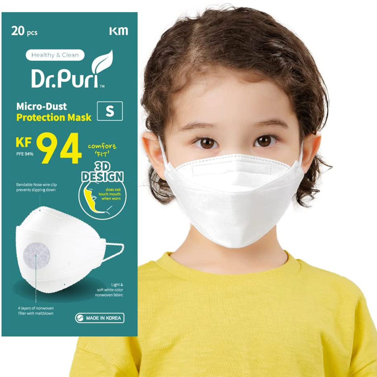 Dr. Puri New Micro-Dust Protection KF94 Mask for Kids (20-pack)