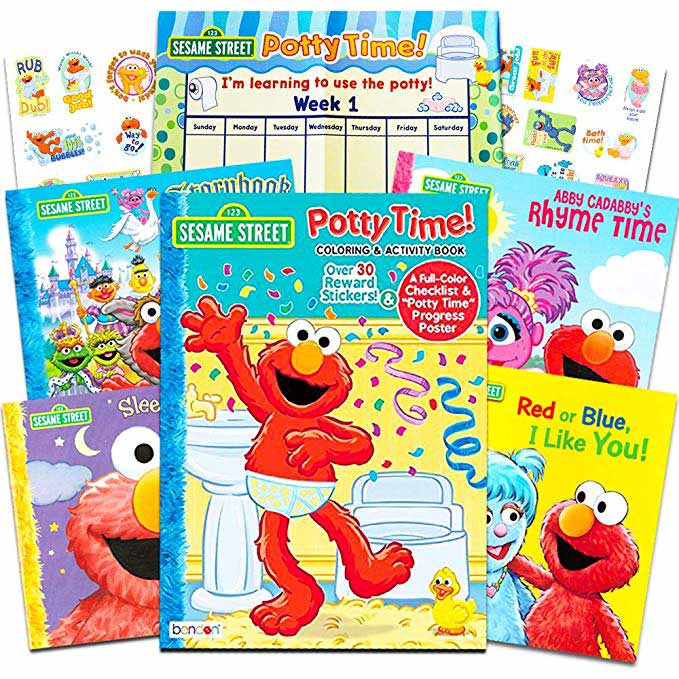 The Sesame Street Elmo Potty Training Book Super Set for Toddlers