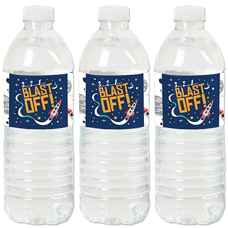 Outer Space Rocket Ship Water Bottle Labels