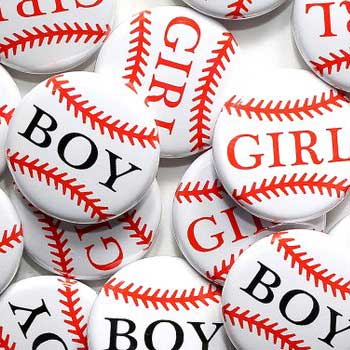 Baseball Gender Reveal Buttons
