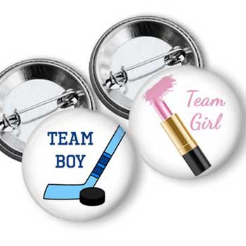 Hockey and Lipstick Gender Reveal Buttons