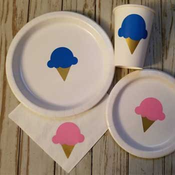 Ice Cream Gender Reveal Plates