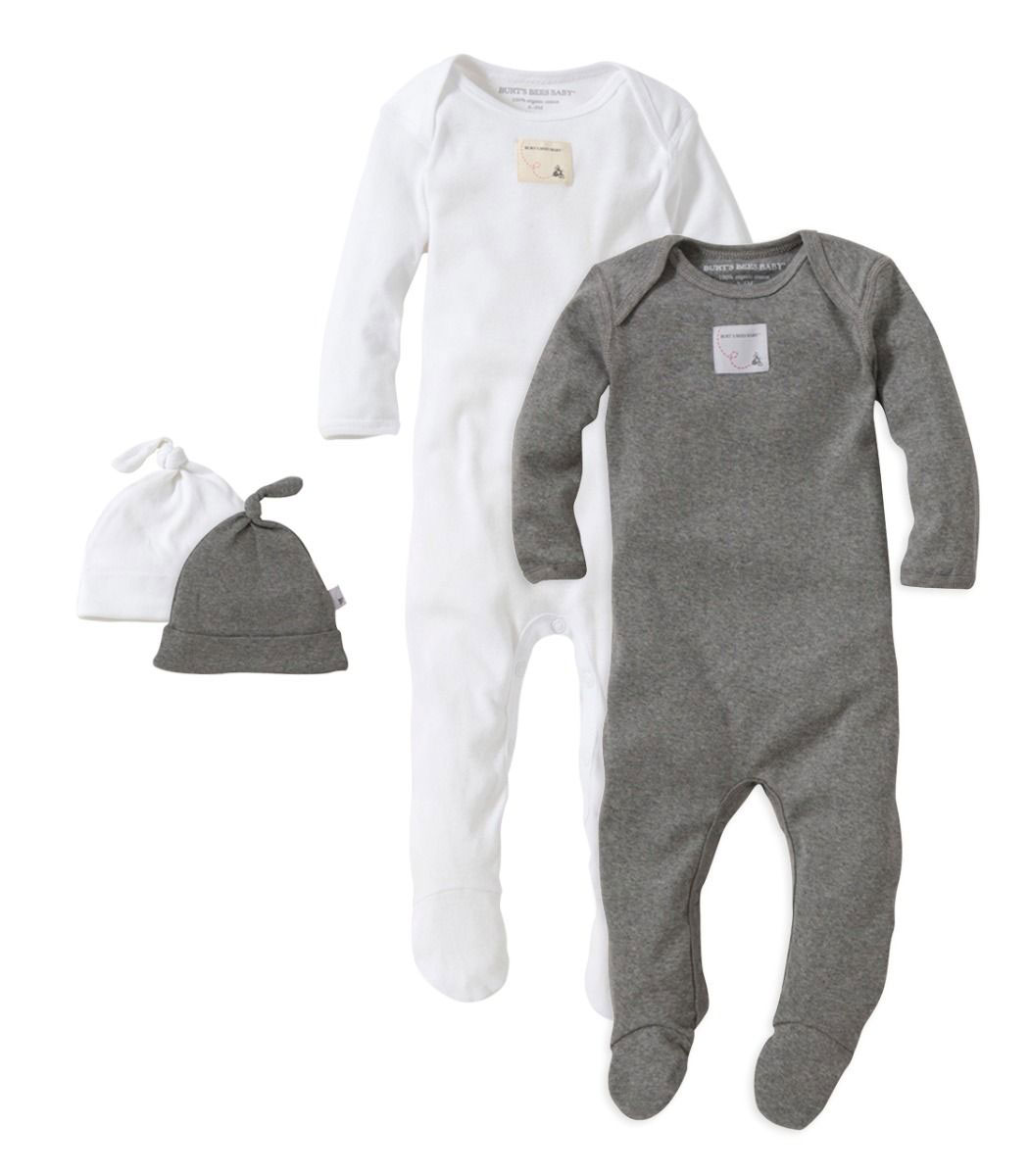 Organic Cotton 4-piece Footed Coverall and Hat Set 