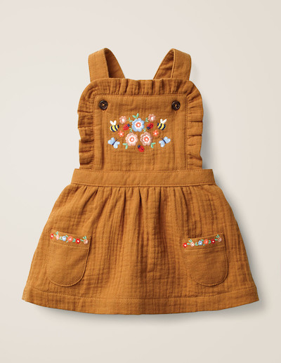 Mini Boden Floral Embroidered Pinafore 