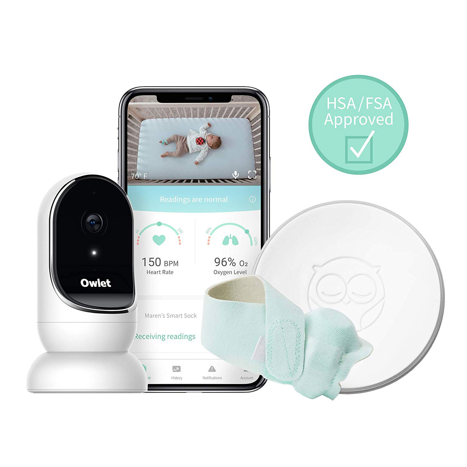 Owlet Smart Sock + Cam Complete Baby Monitor Solution 