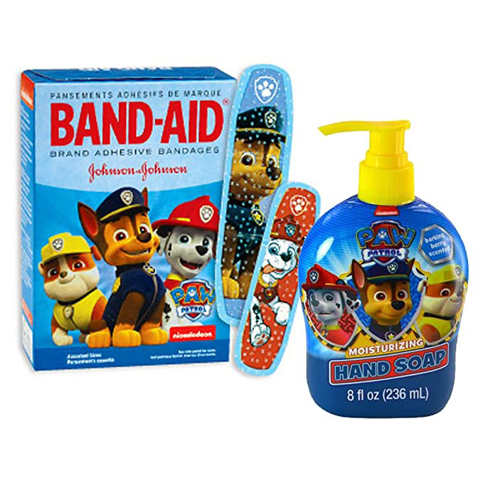 PAW Patrol Band-aid Brand Bandages & PAW Patrol Barking Berry Hand Soap!