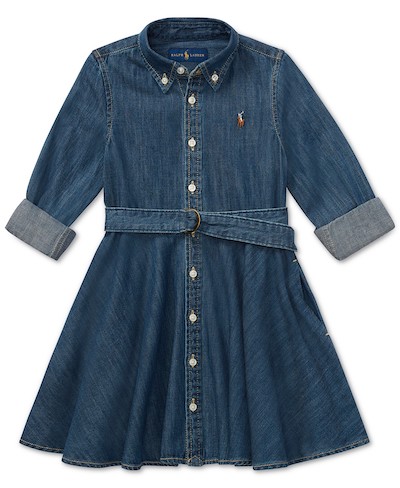 Polo Ralph Lauren Toddler Girls Denim Cotton Shirtdress