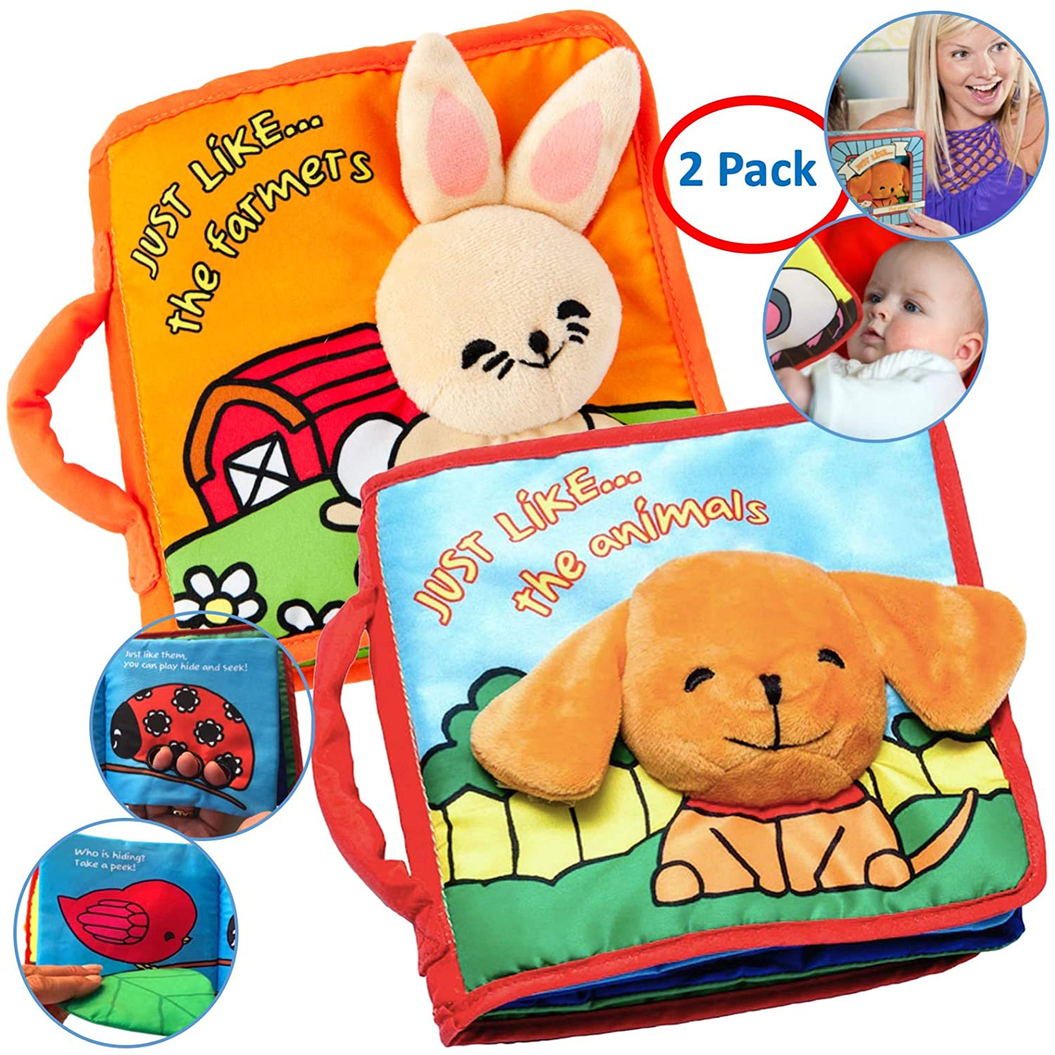 Best Baby Toy for Teething and Reading: ToBe ReadyForLife Crinkly Cloth Books (Set of 2)