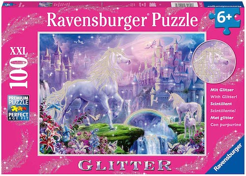 Ravensburger Unicorn Kingdom 100 Piece Glitter Jigsaw Puzzle for Kids 