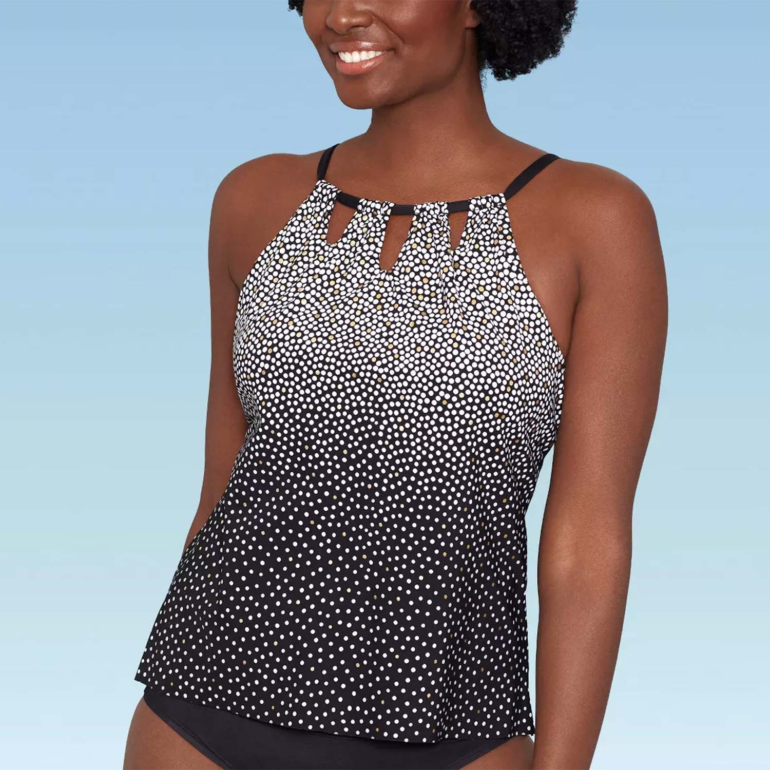 Dreamsuit Slimming Control High Neck Cut Out Tankini Top and High-Waist Swim Briefs