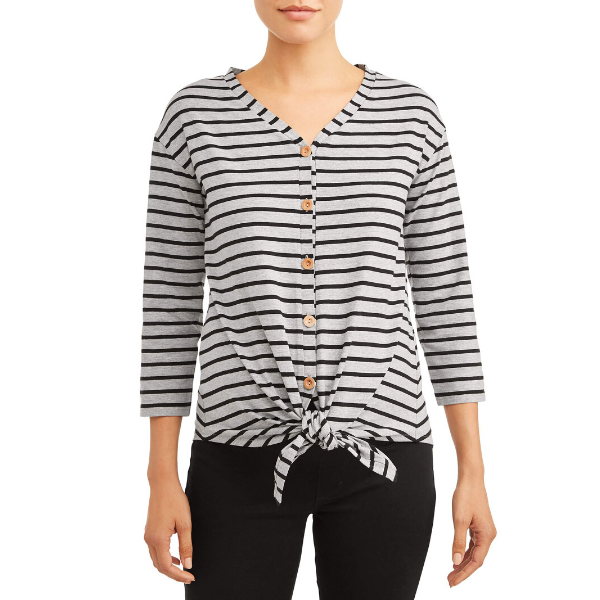 Oh! Mamma Long Sleeve Tie-Front Top